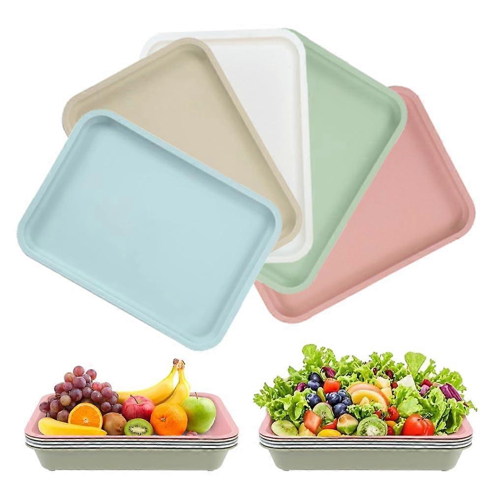 Plastic Tray Set, Pack of 5 Colorful Rectangular Kitchen Trays, Small 24.5 x 17.5 cm, Reusable Plastic for Cafe and Bakery