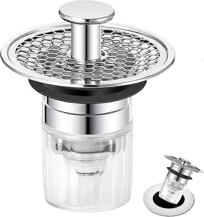 Sink Plug, Bathroom Sink Plug 32-42mm, Universal Push-On Sink Plug, Kitchen Sink Plug, Bathroom Sink Plug, Sink Plug with Anti-Clog & Odor Filter