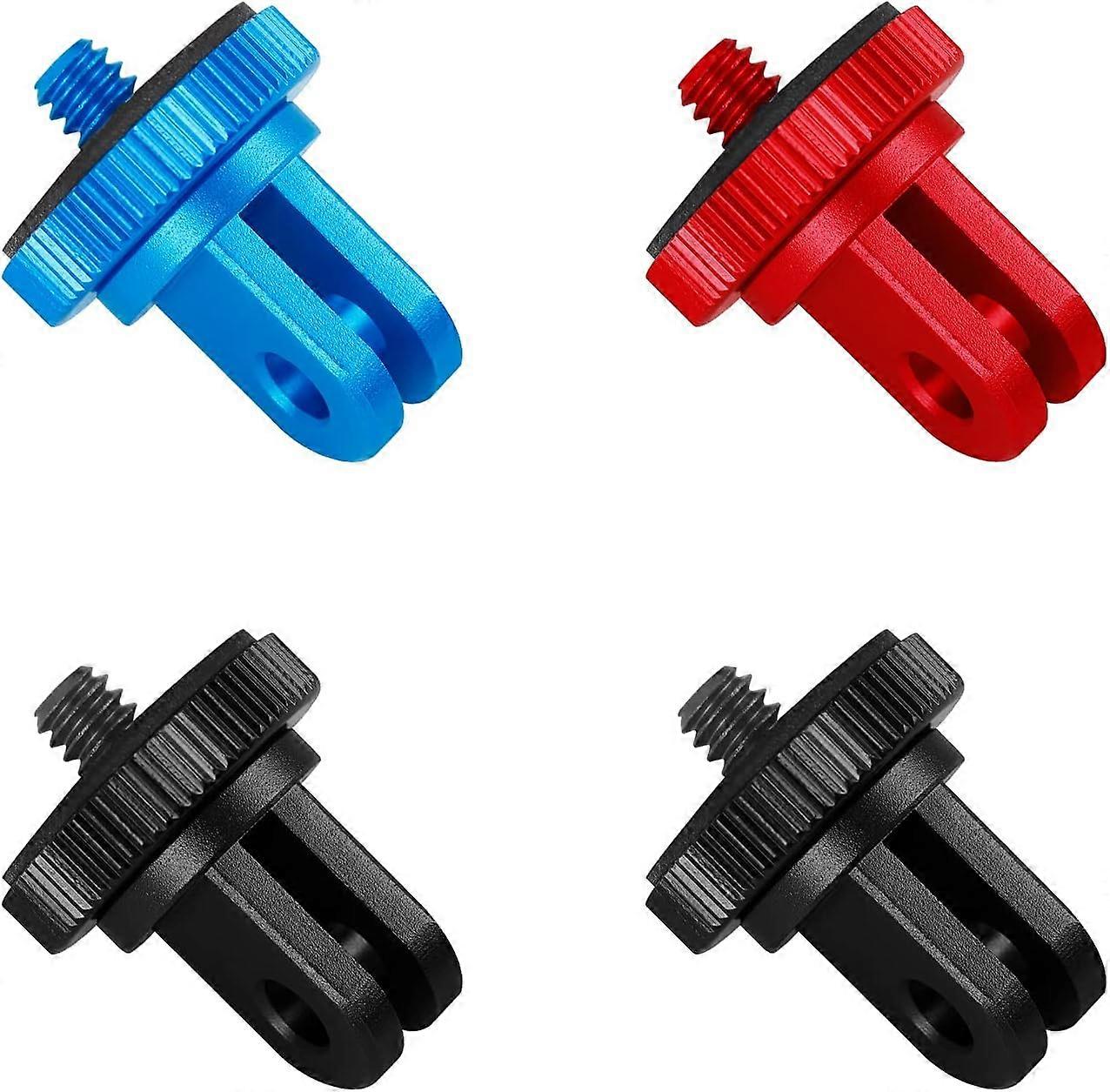 4pcs 1/4 inch camera mount adapter camera mount tripod accessories metal mounting adapter for camera compatible with all other action cameras (3 color