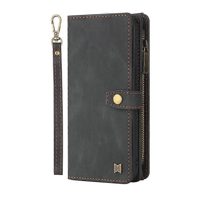 Case For Iphone 13 Black Multifunctional Leather Wallet Magnetic No378