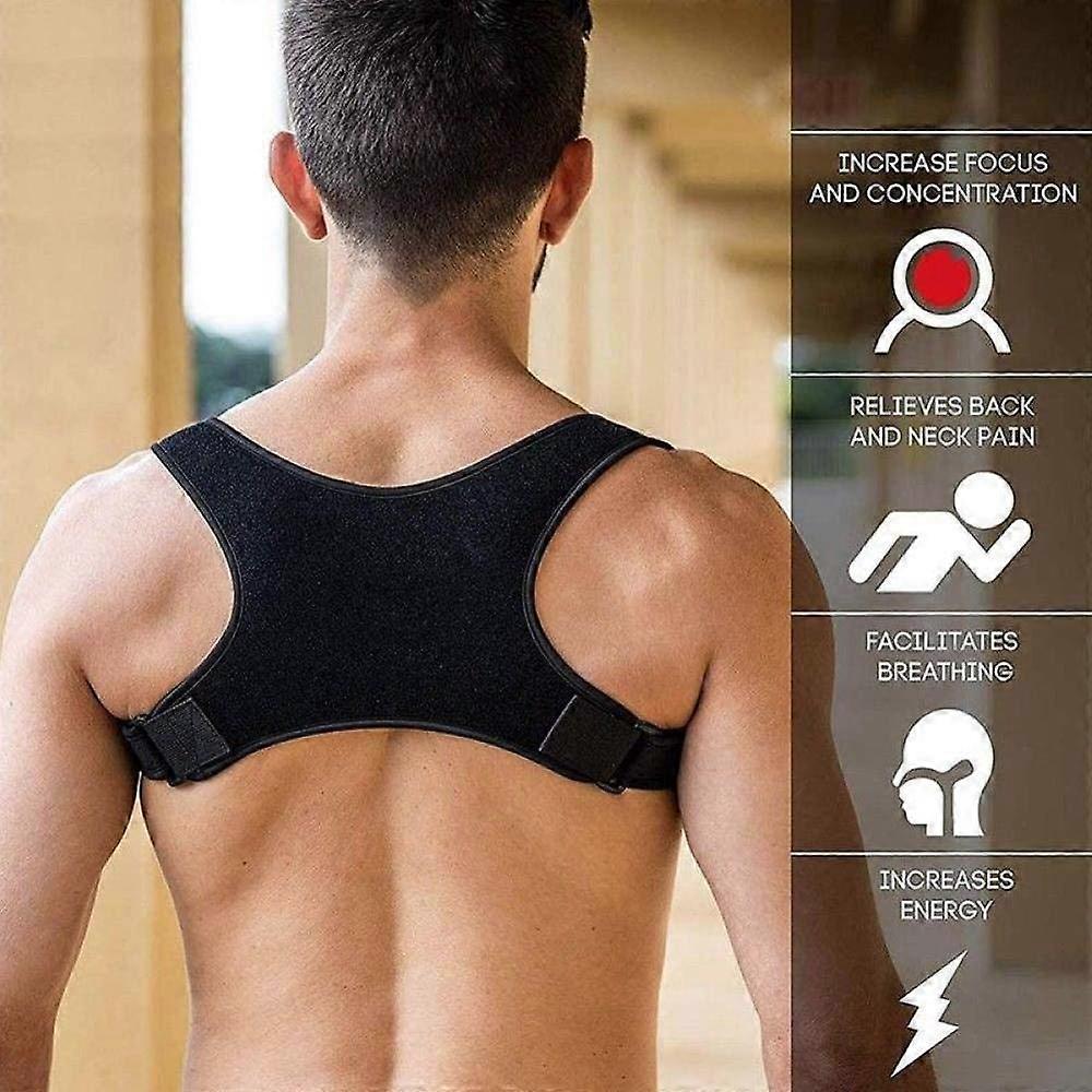 Posture Corrector for Men, Adjustable Clavicle and Back Support Strap, Dark Gray, Shoulder and Spine Alignment Belt