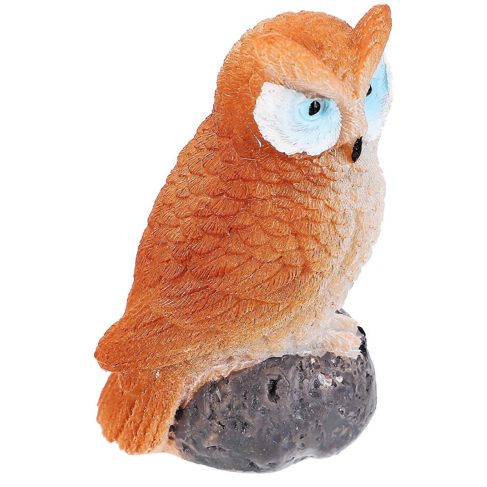 Realistic Resin Owl Ornament Small Decorative Figurine for Garden or Tree Display, Educational, Brown