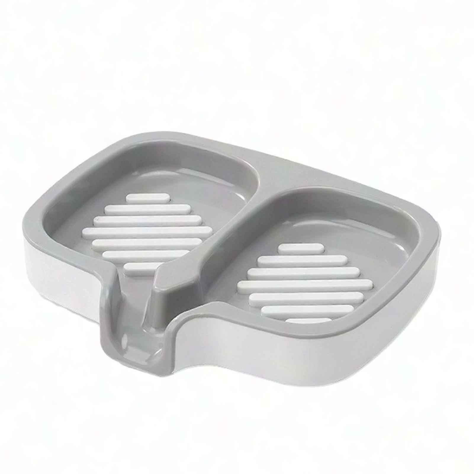 Fast Drain Soap Dish Dual Compartment Soap Holder 2-Tier Storage Box for Bathroom Jikaixiang