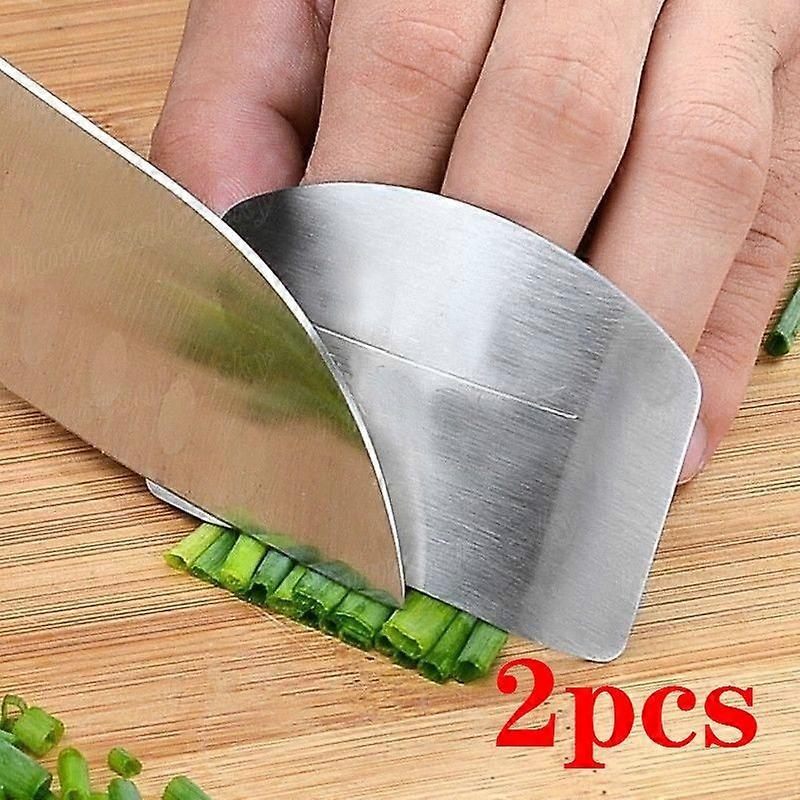 2pcs/set Stainless Steel Finger Protector Safe Slice Knife Kitchen Gadget Kitchen Knife Protector