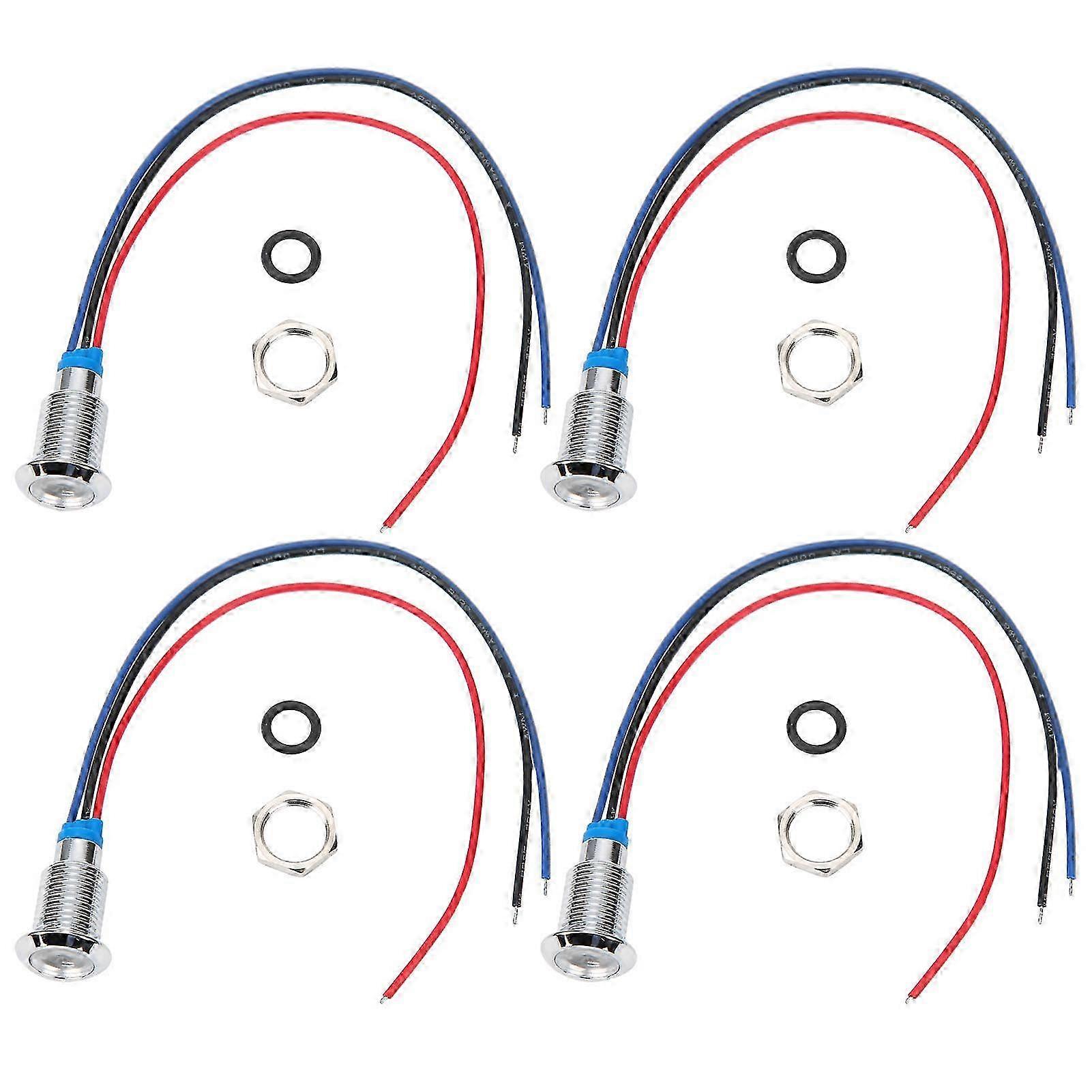 4 Sets PreWired Round LEDs Waterproof Metal 2-Color Lights Common Anode 3-6V 10mm (Suitable for various applications)