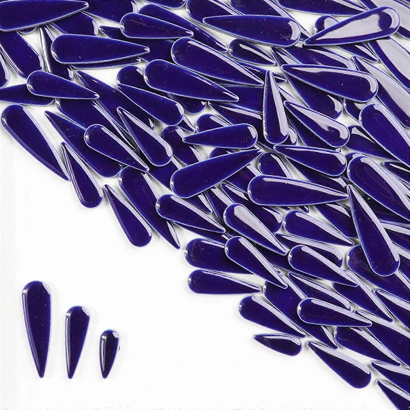 DIY Porcelain Mosaic Tiles, Raindrop Shape, Mixed Sizes, Multiple Color Options (Deep Blue)