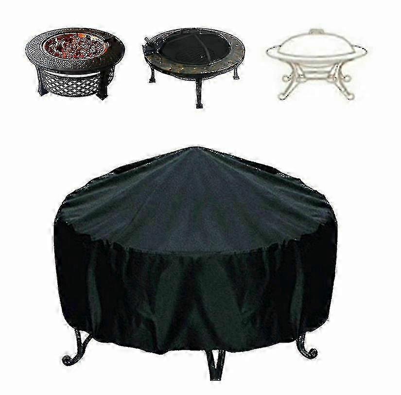 Waterproof and Dustproof Round Fire Pit Dust Cover Made of 210d Oxford Cloth, Suitable for Various Grill Types, Provides Effective Sunshade
