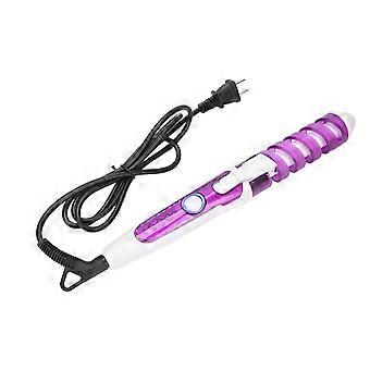 Mini Spiral Hair Curler Portable AntiScald Wavy Hair Styling Hair Curling Wand 110V240V Purple(US Plug )