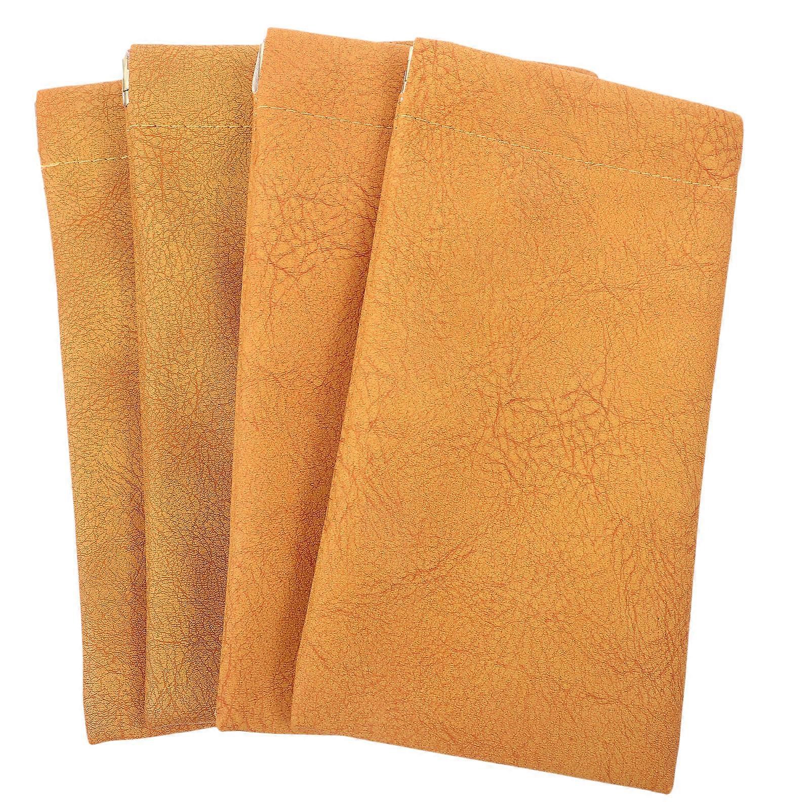 Spectacles Case Storage Outdoor Activities Rectangular Shape Eyeglasses Pouch Bag Orange 17.3X9.2cm 4Pcs