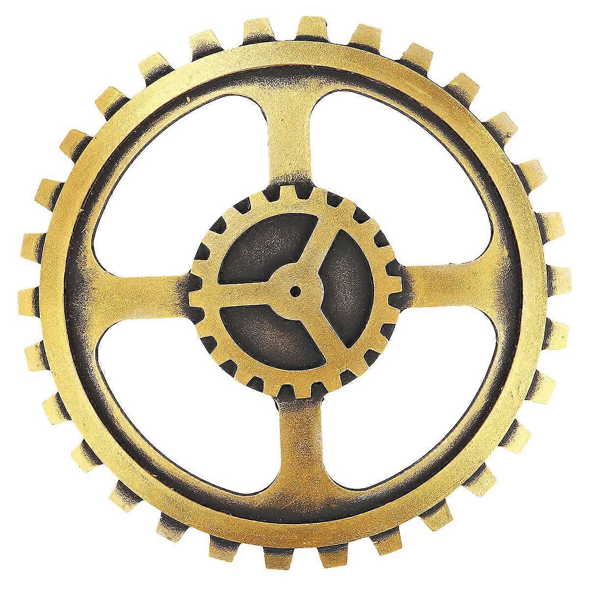 Retro Style Gear Wheel Art Craft Wall Decoration Wood Plastic Material Gear Shape For Office Restaurant Cafe Hotel 1Pack