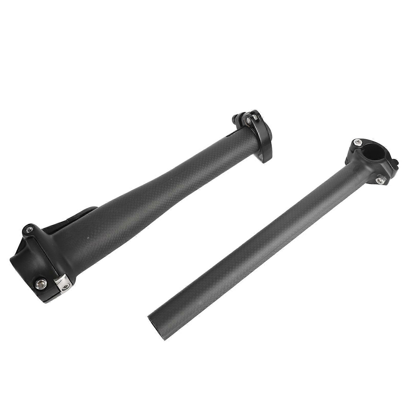 1 Set Folding Bike Stem Quick Release High Strength Carbon Fiber Folding Handlebar Stem for 28.6mm Fork 25.4mm Handlebar Matte 