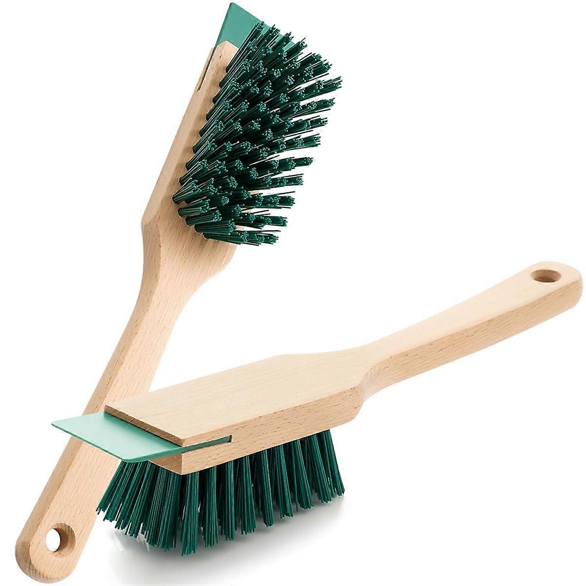 2 Pcs Lawn Mower Stiff Bristle Brush with Scraper Scrubbing Brushes