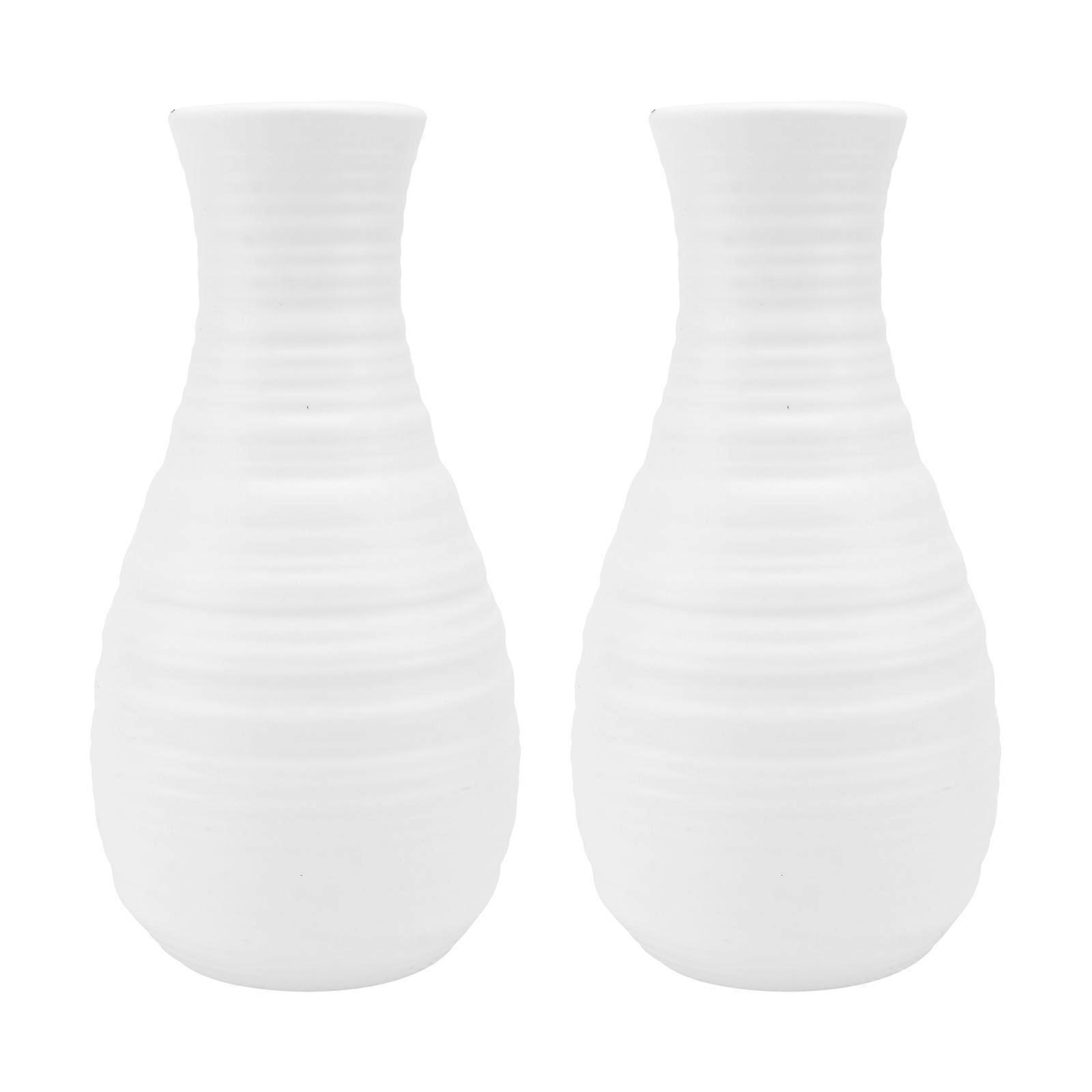 Small White Plastic Vase 2Pcs Decorative Vase for Home Decor with Creative Shape Design