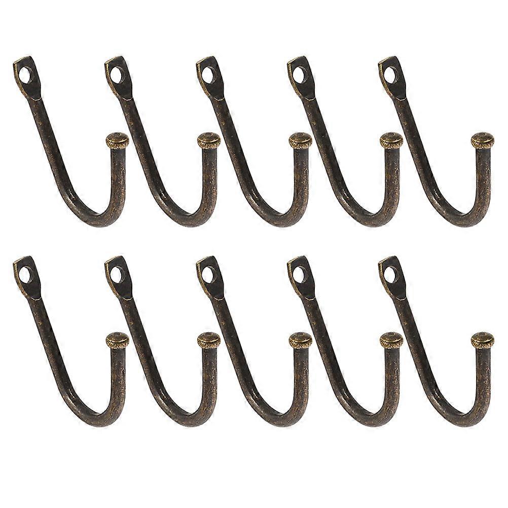 Vintage Style Bronze Hooks Wall Mounted Coat Hooks Hanging Towel Robe Hook For Bedroom Entryway 10Pcs