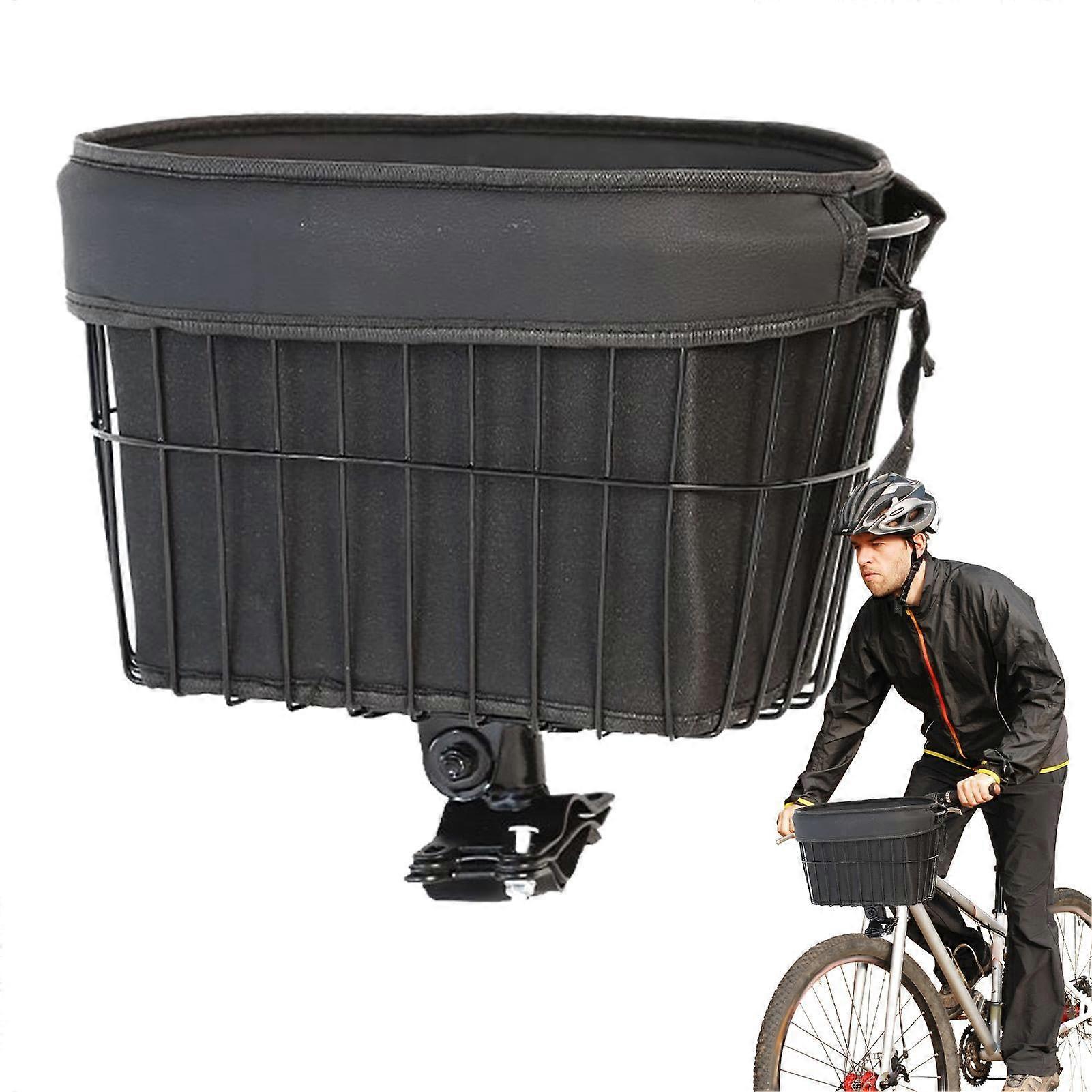 Dog Bicycle Basket, Pet Bike Carrier, Soft Metal Frame with Lining, Lightweight, Strong, Comfortable, Safe Puppy Carrier for Cycling, 7.5 kg, Black