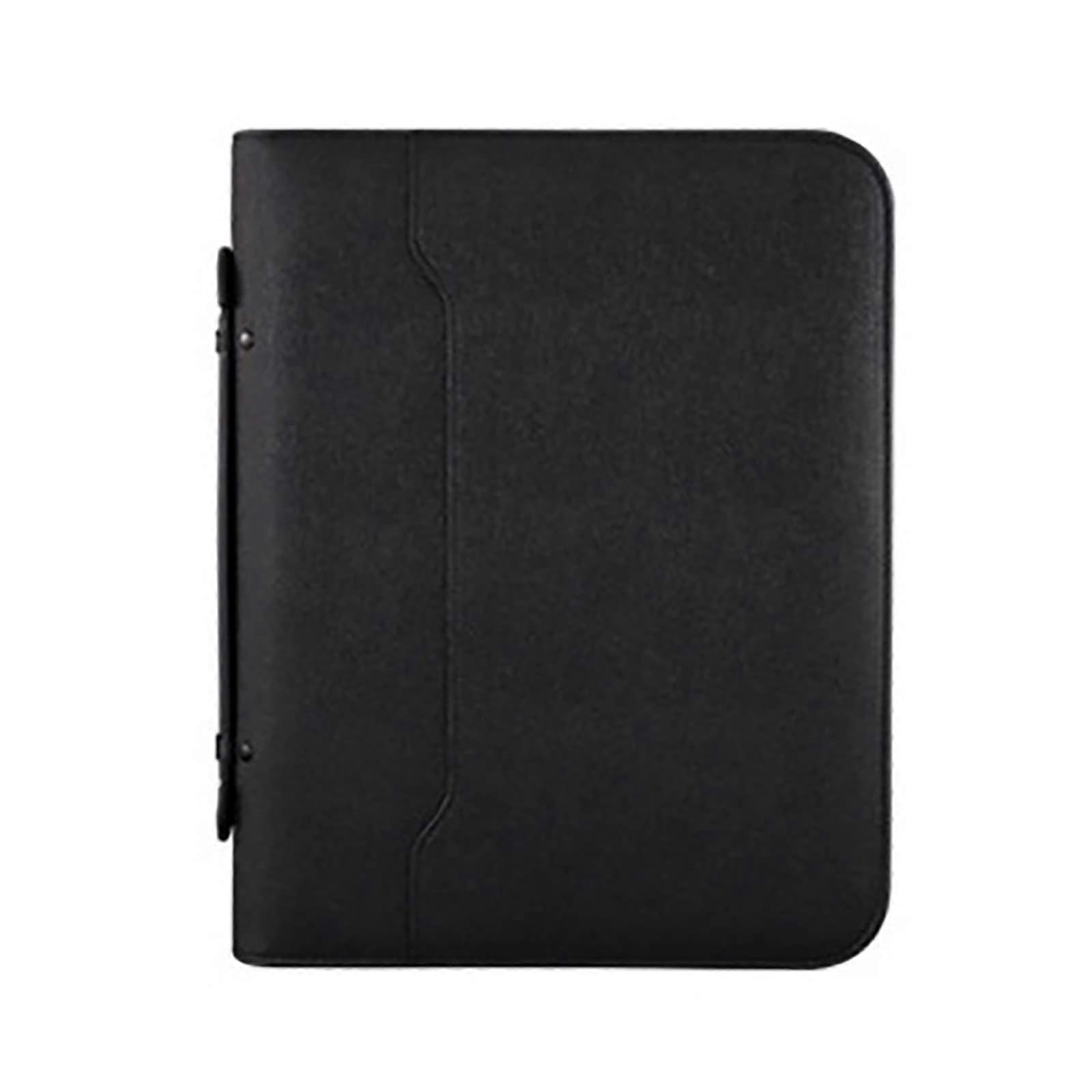 Business Portfolio A4 Multifunctional Business Handheld Zip Bag Manager Folder for Men and Women (Black) 26x34.5cm Black