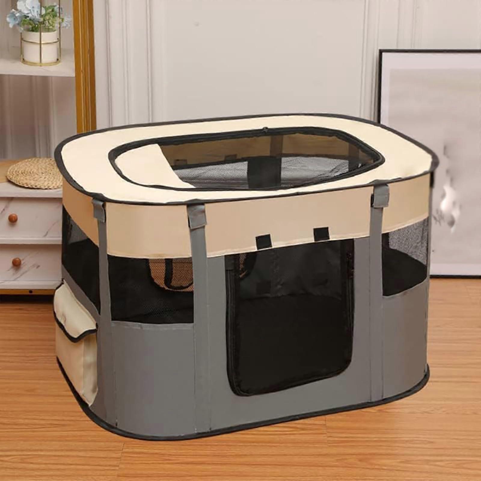 Foldable Dog Cat Playpen Portable Exercise Indoor/Outdoor with Cover, Size M