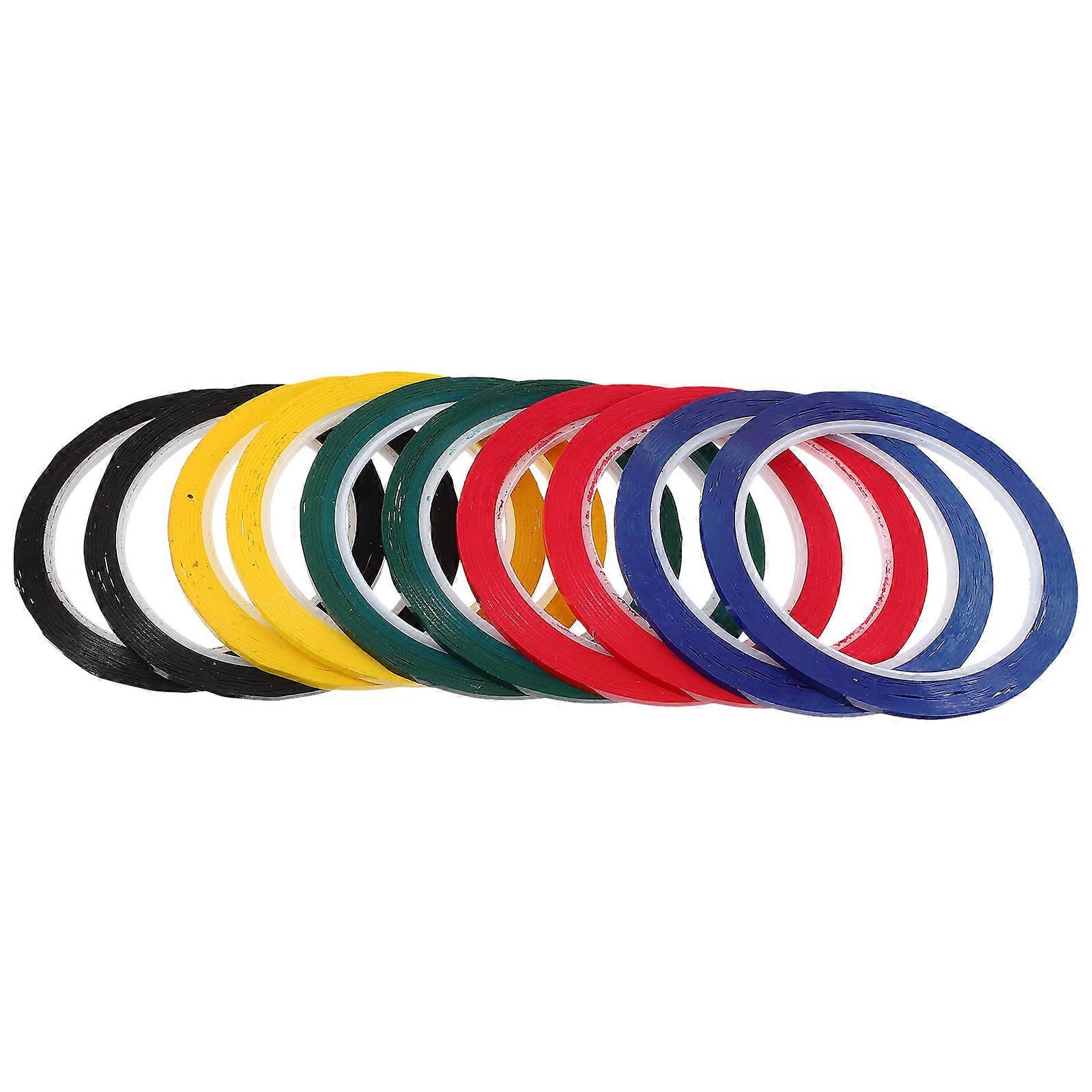 10pcs 5S Desktop Positioning Tape 3mm x 50M Desktop Whiteboard Scribe Seamless Warning Segment Tape Color Marking Line (Black/Blue/Green/Yellow/Red