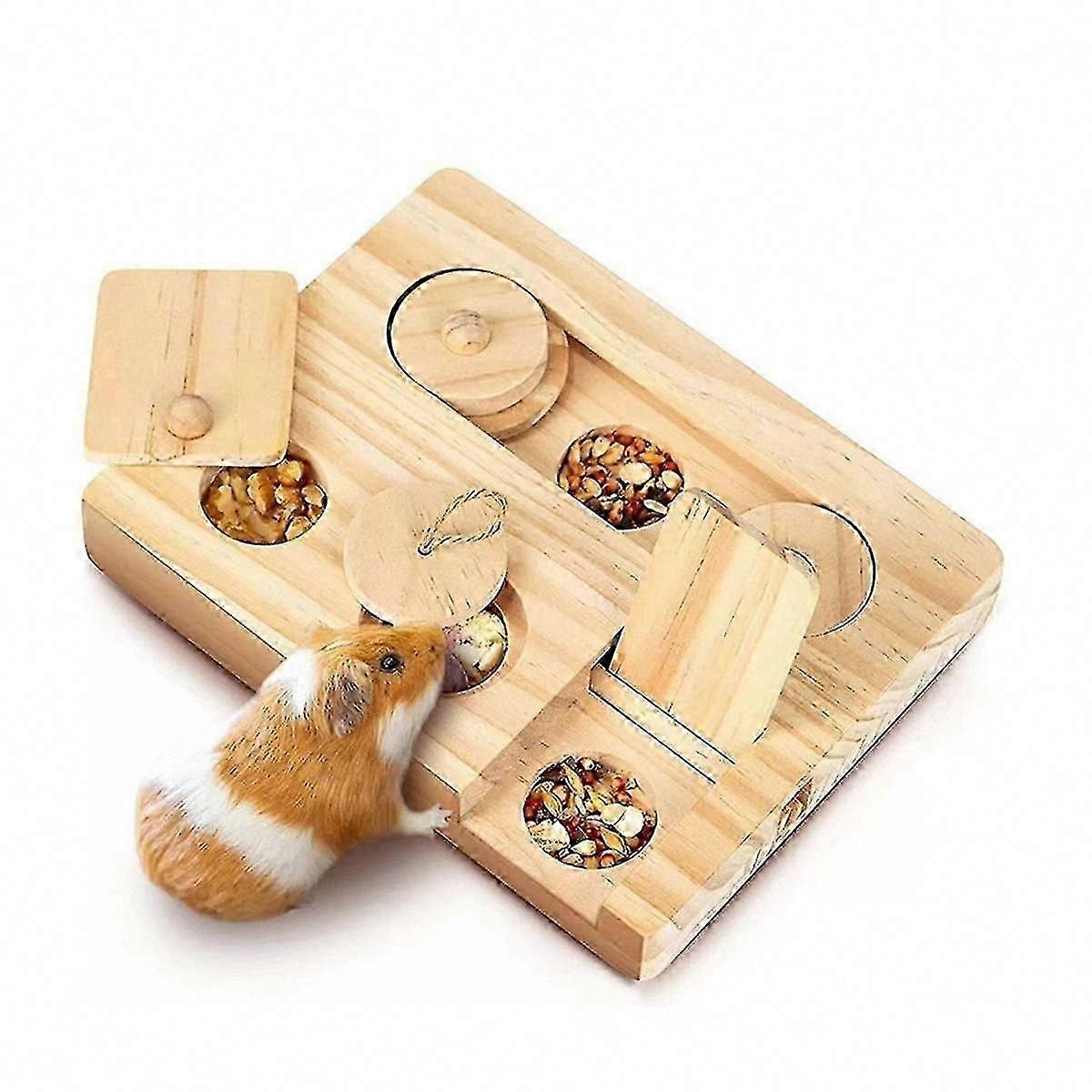 Guinea Pig Foraging Toys 6-in-1 Interactive Wooden Enrichment Toy for Small Animals