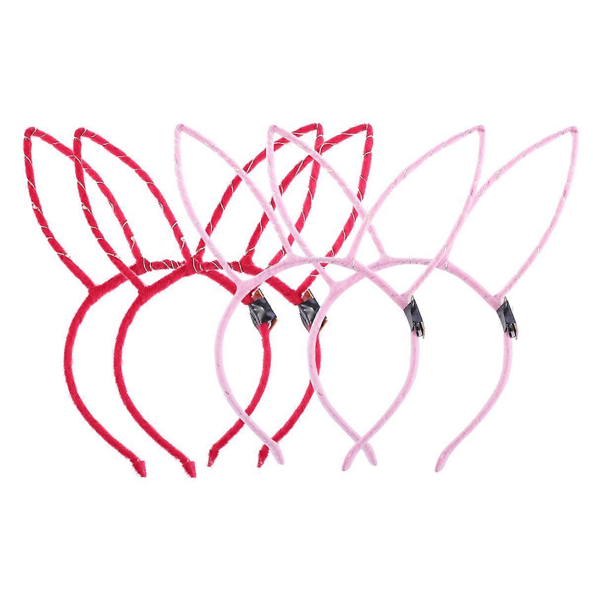 סרט קרנבל סרט אוזן ארנב LED מהבהב צילום מסיבת לילה 4 יחידות אדום ורוד