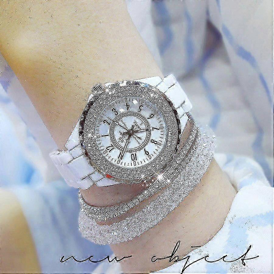 السيدات مشاهدة الفاخرة ووتش الأبيض السيراميك أزياء السيدات كوارتز ووتش