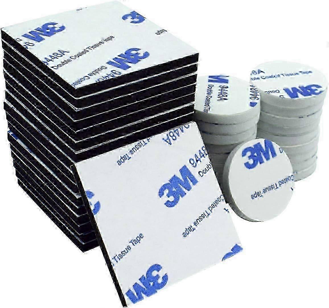 Double Sided Foam Pads, 50 Pcs Double Adhesive Foam Pads Strong Mounting Tape, Square and Round, White & Black hwy