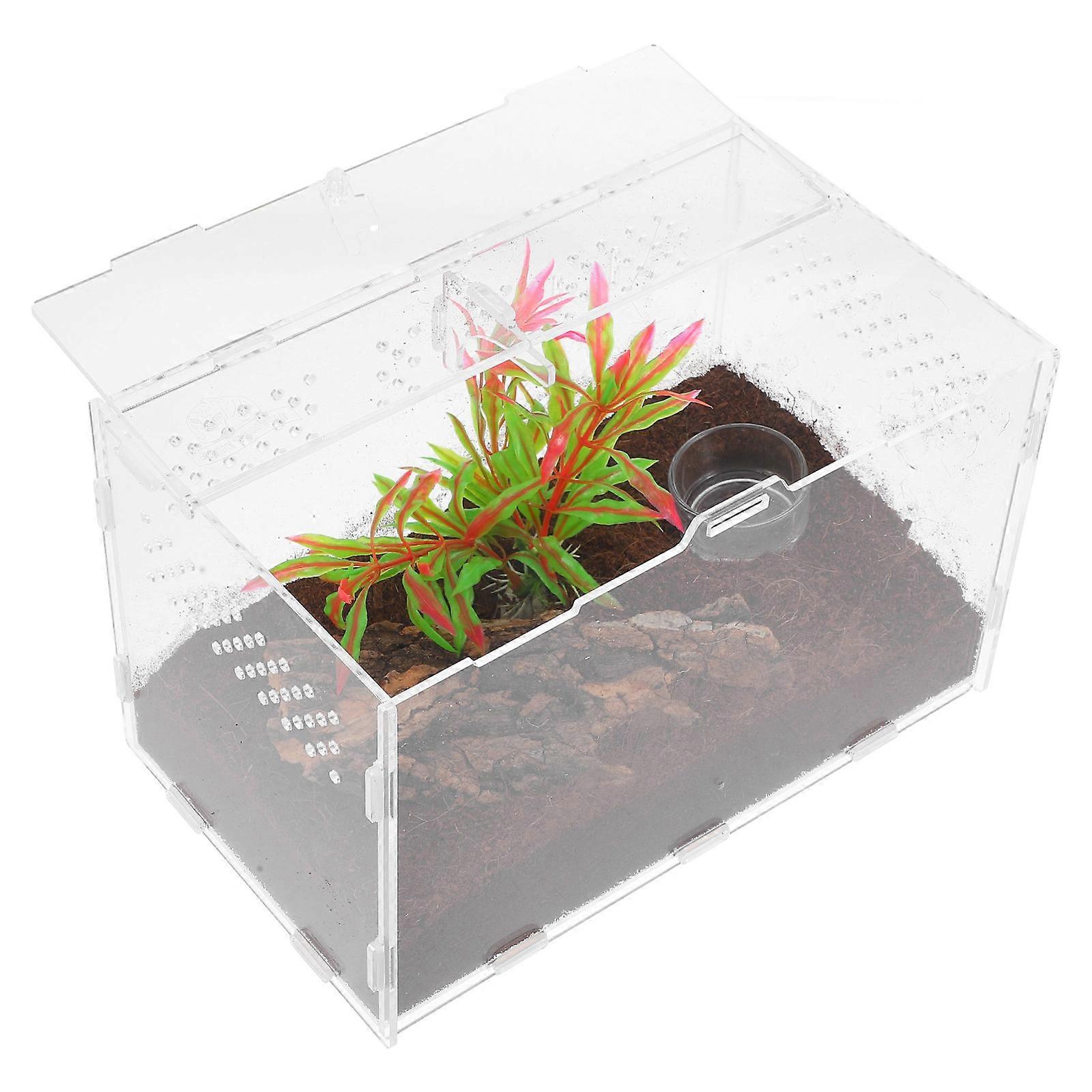 Durable Clear Acrylic Reptile Terrarium Breeding Box for Small Reptiles, Transparent Ventilated Design for Spiders Turtles Easy to Clean