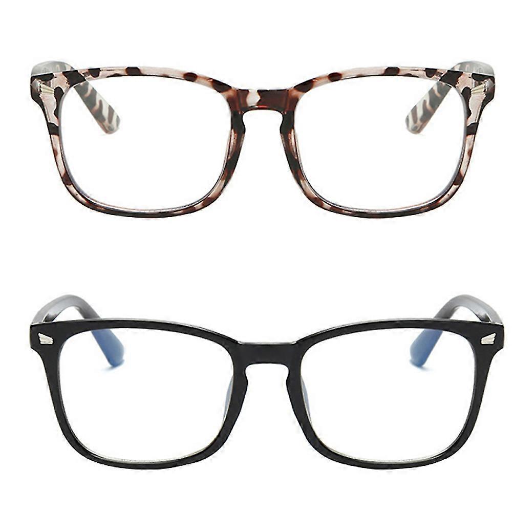 Square Eyeglasses Frame Anti-Blue Light PC Material White Pattern 2Pcs