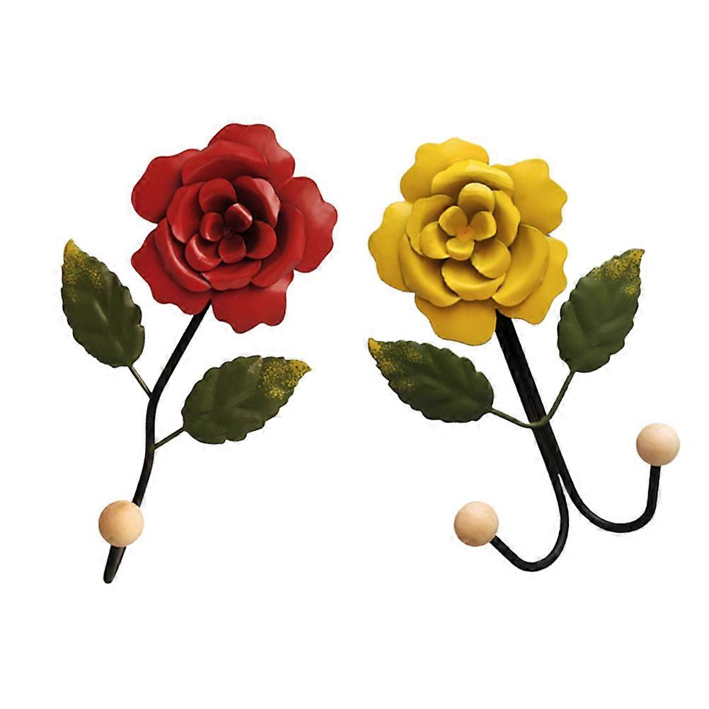 Rose Design Hanger Key Storage Hangers for Home 2Pcs Wall Hooks Iron