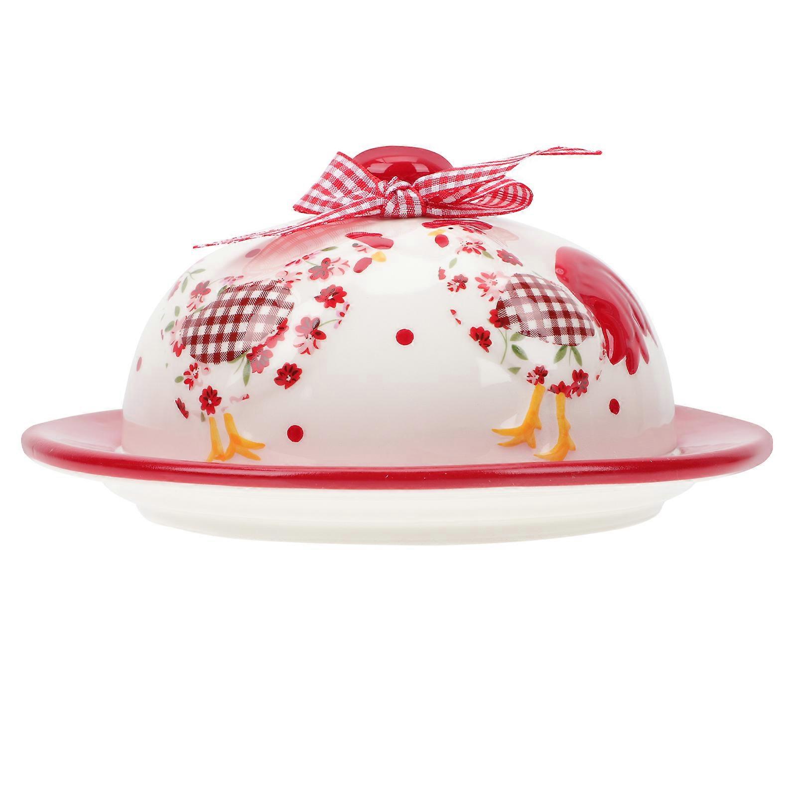 Floral Ceramic Butter Plate with Lid – Creative Embossed Cheese & Dessert Storage Dish for Bread, Snacks, and Household Food Use