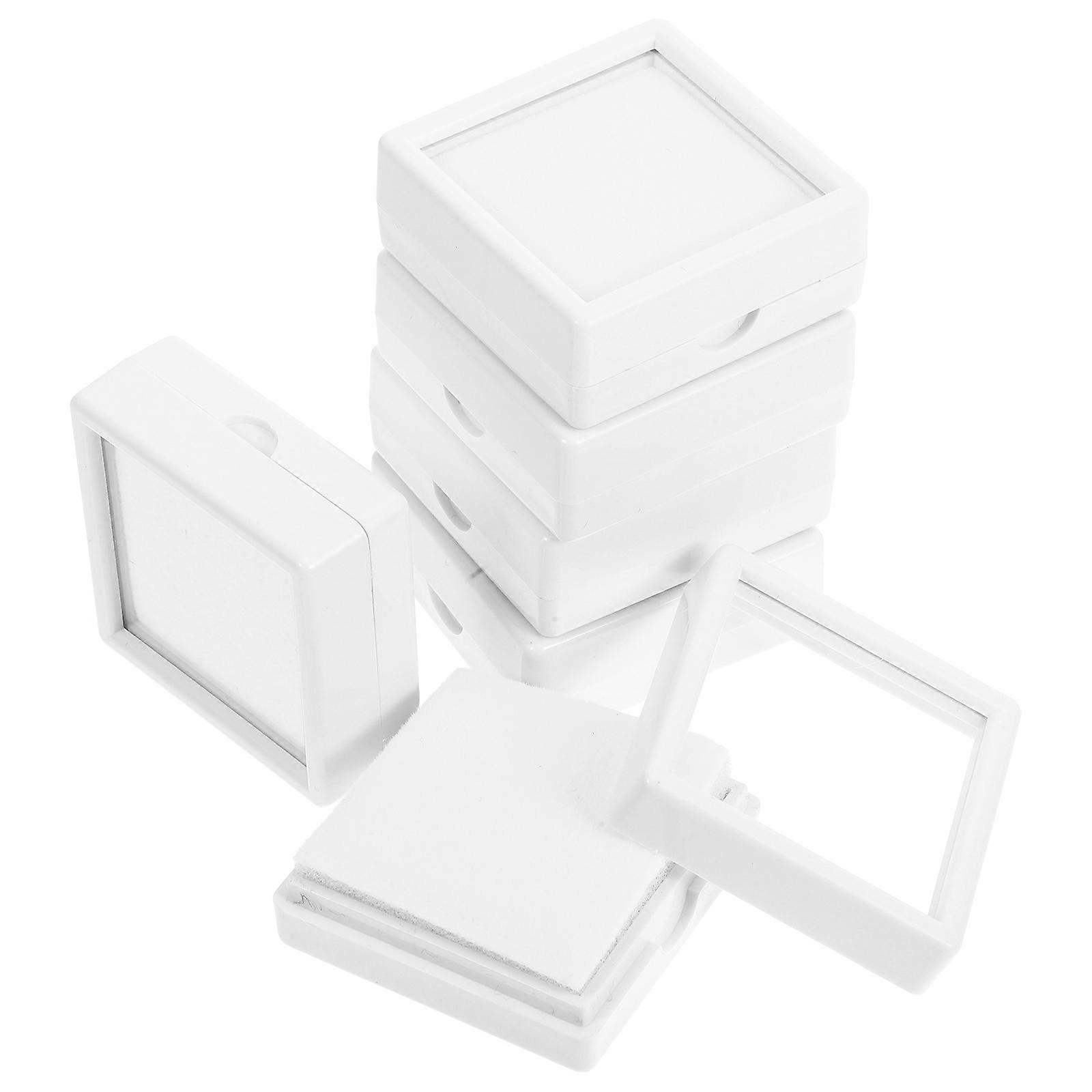 6pcs Loose Stone Display Box Jewelry Container with Glass Top Lids for Gems Coins Jewelry and Rocks