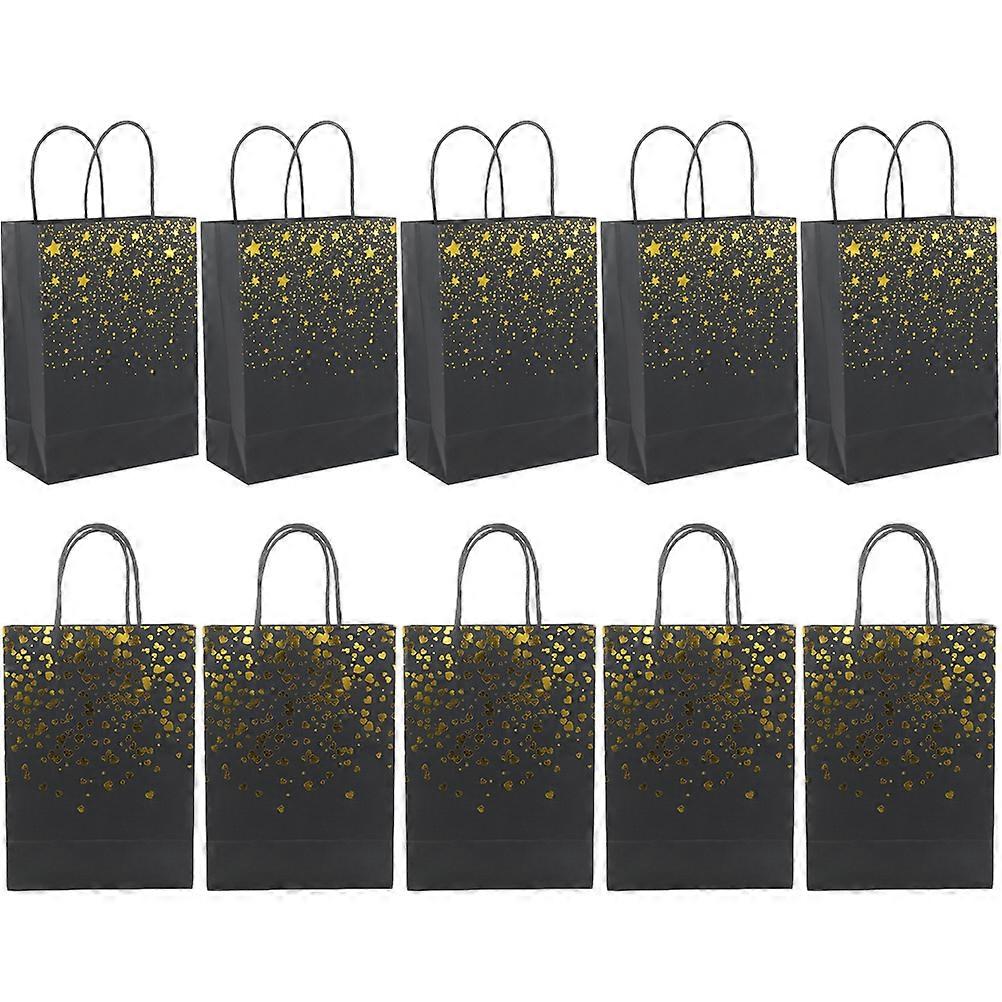 Black Paper Gift Bags with Handles – 10pcs Multi Functional Wrapping Pouches for Presents, Party Favors, and Small Gifts – Sturdy Decorative Storage