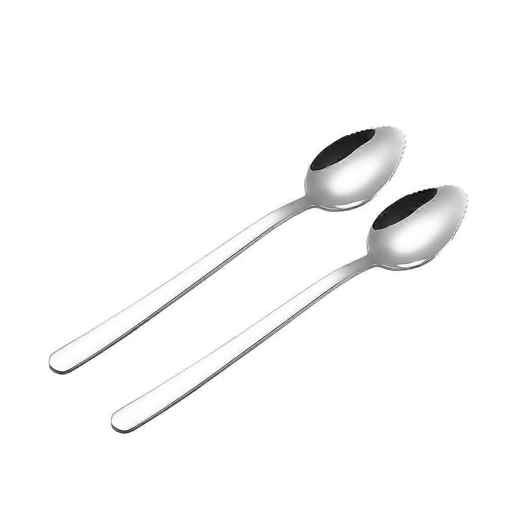 Stainless Steel Serrated Spoon for Kitchen Use Safely Cuts Fruit with Ease 2 Pieces Silver