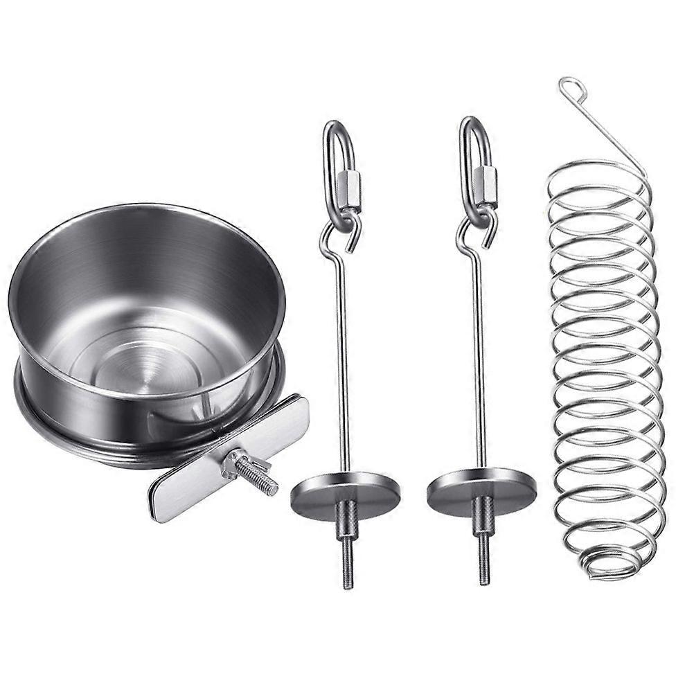 Pet Owners Parrot Feeder Stainless Steel Bird Training Container Silver 10X10CM 1Set