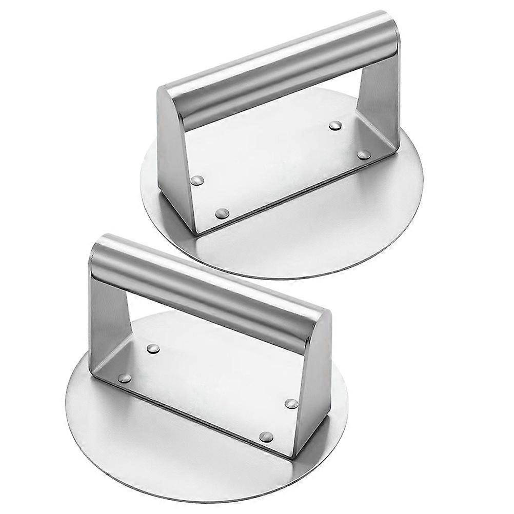 Steak Weight Press Hamburger Patty Press for Baking Use 2Pcs Silver