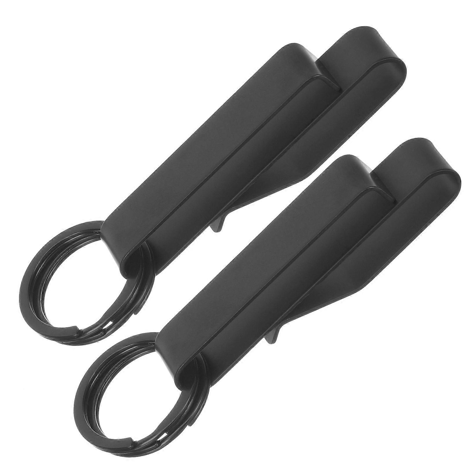 Key Holder Belt Loop Clip Easy Access Fits Standard Belts Black Stainless Steel 2Pack