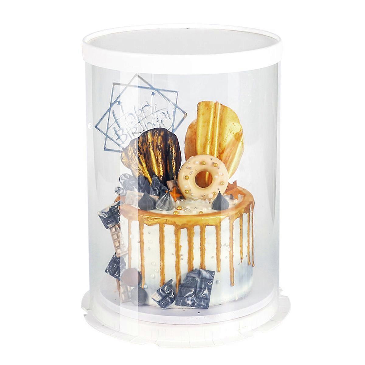 Transparent Cake Box for Parties and Home Use White PET Material Safe and Durable 8 inch