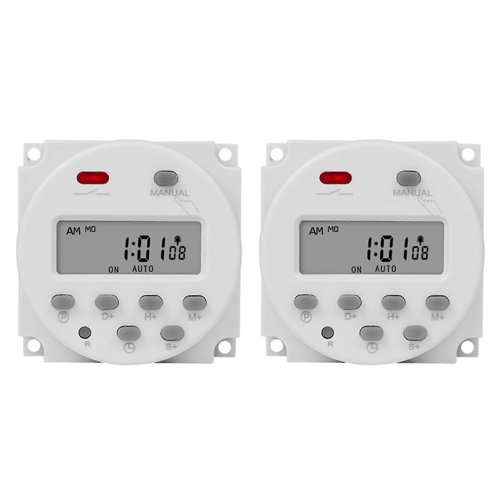 2X 1 Second Interval 220V Digital LCD Timer Switch Weekly Programmable Time Relay Programmer CN101S