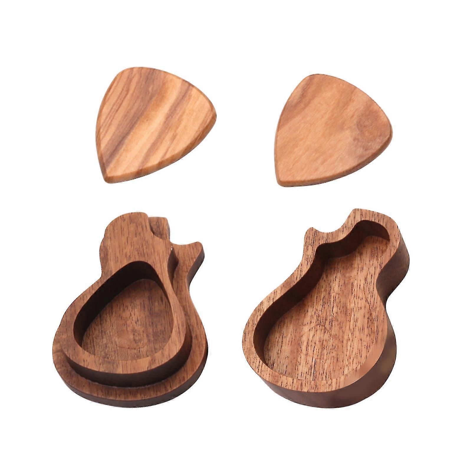 1 Set Guitar Pick Box Anti-Scratch Large Space Compact Guitar Pick Holder Wooden Plectrum Storage Case for InstrumentSZRH A-S