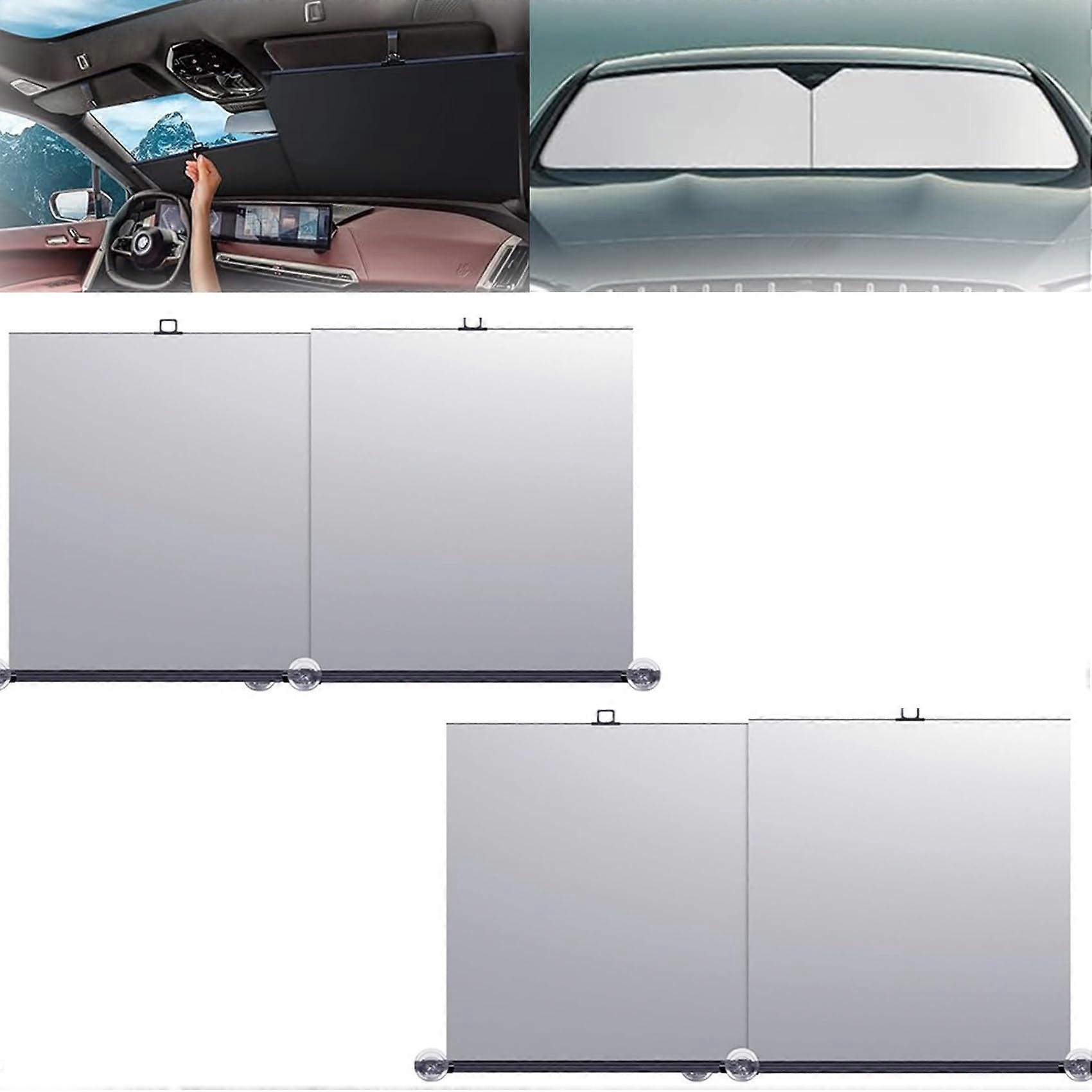 Car Sunshade Automatic Retractable Windshield Shade 2-Pack Universal Fit