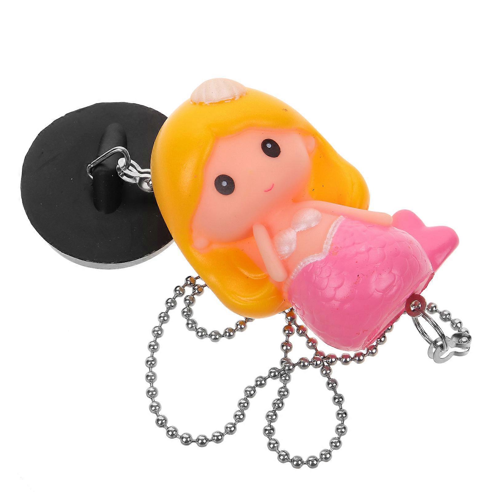 1 Set Sink Drain Stopper Rubber Bathtub Washbasin Plug Mermaid Sink Drain Plug with Chain