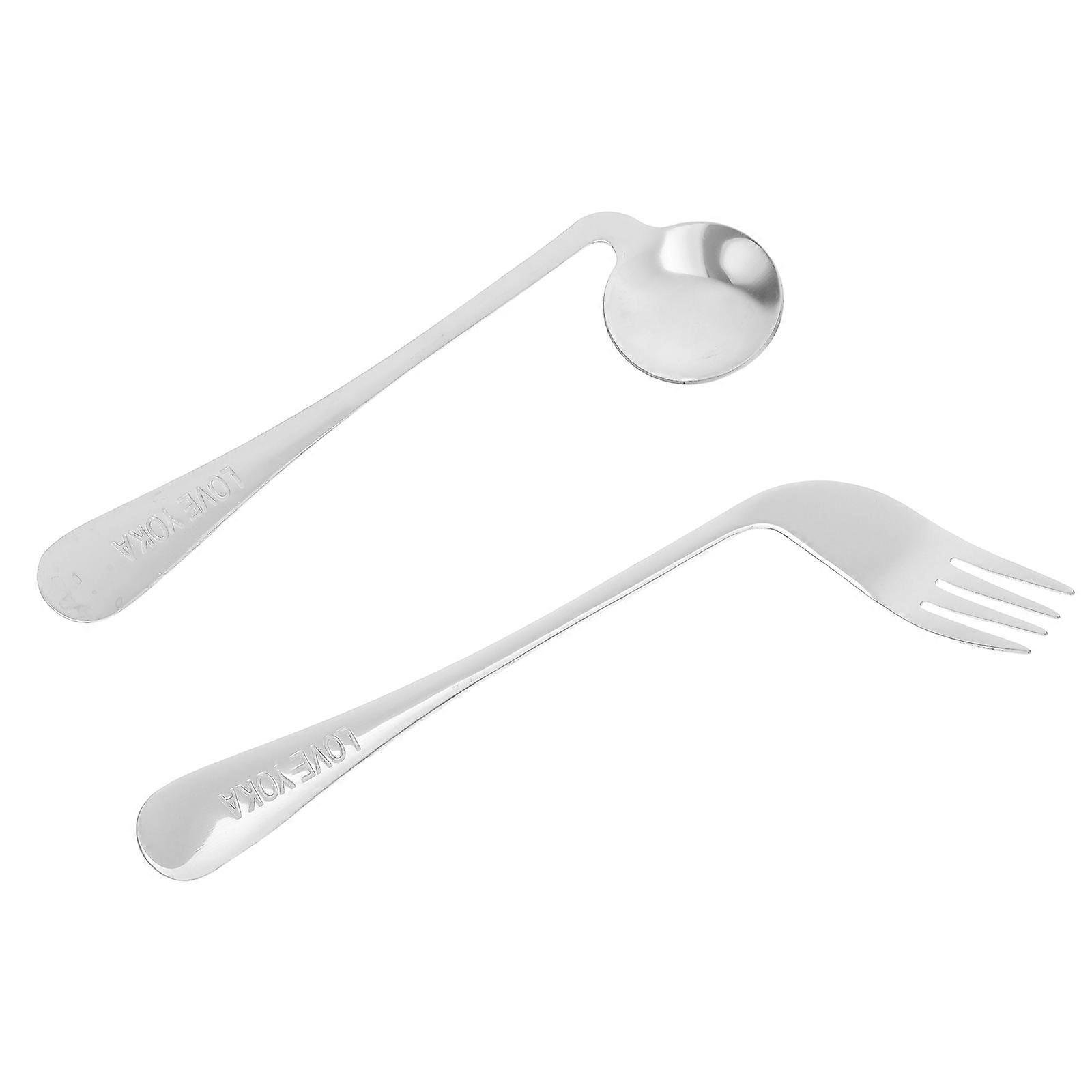 Ergonomic Angled Fork & Spoon Set for Seniors – Durable Shake Proof Design, Left Handed Friendly Feeding Utensils for Convenient Meals