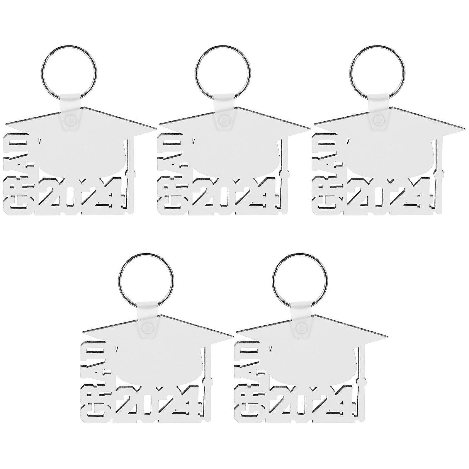 Create Custom Keychains with Sublimation blanks pendant for 2024 Graduation Decor White Density board metal 5pcs