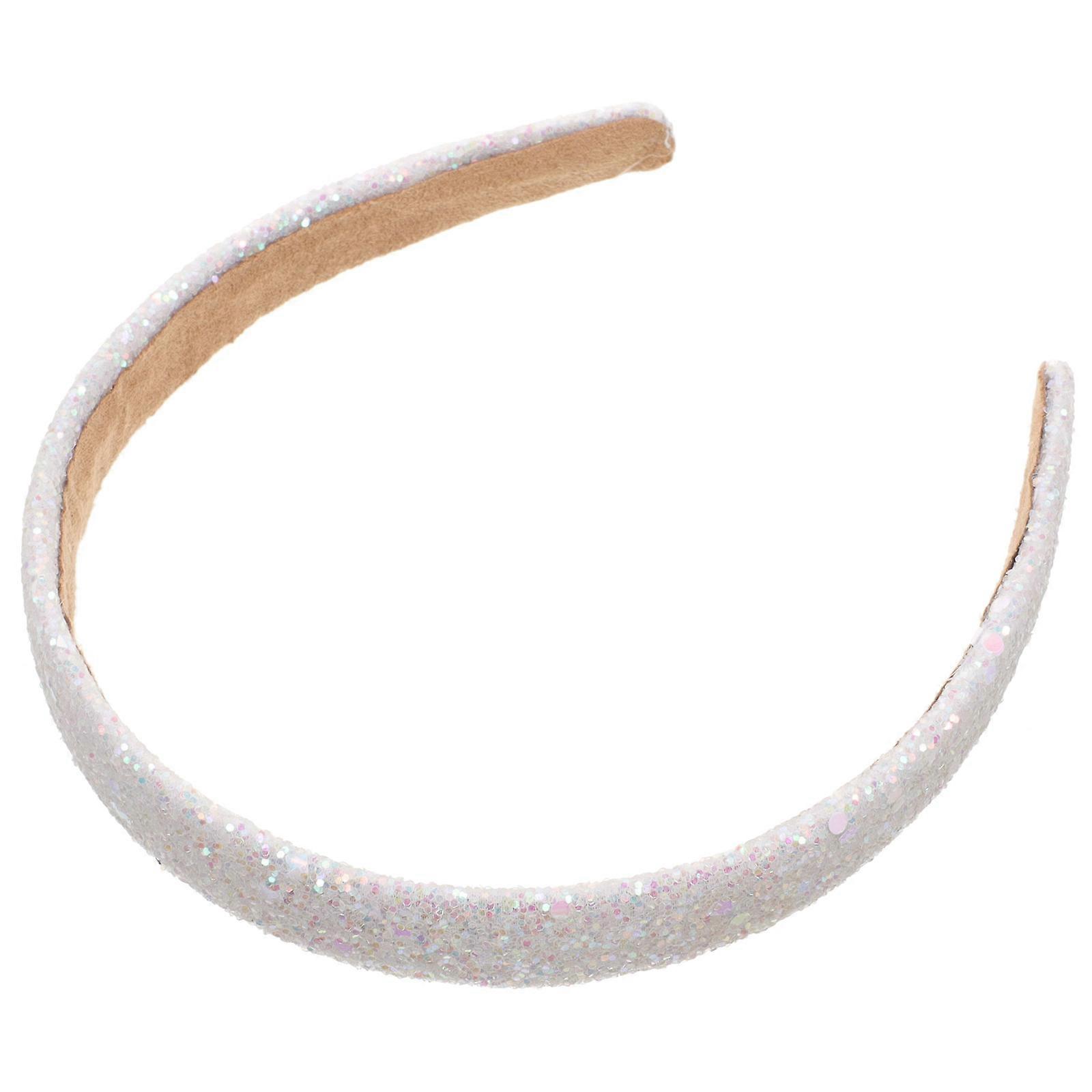 Glitter Sequin Headband for Girls Decorative Artificial Silver Color Fits Various Occasions 7.5 Inch