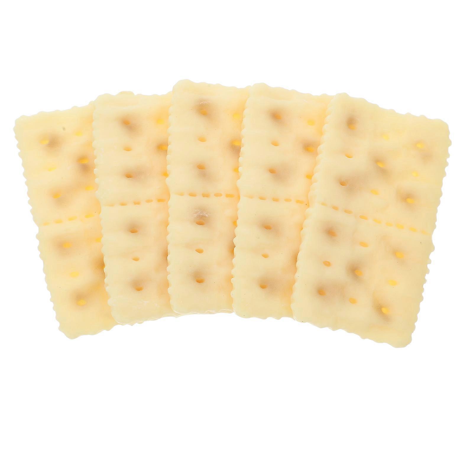 WORGEOUS 5pcs Realistic Soda Crackers Fake Food Models for Kitchen Home Decor Great Display Photography Props and DIY Crafts