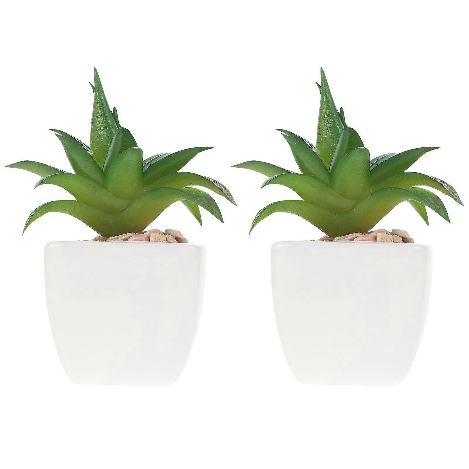 Yapay Sukulent Bonsai Sahte Bitkiler Ev Ofis Dekorasyonu İçin 2 Adet Yeşil Plastik