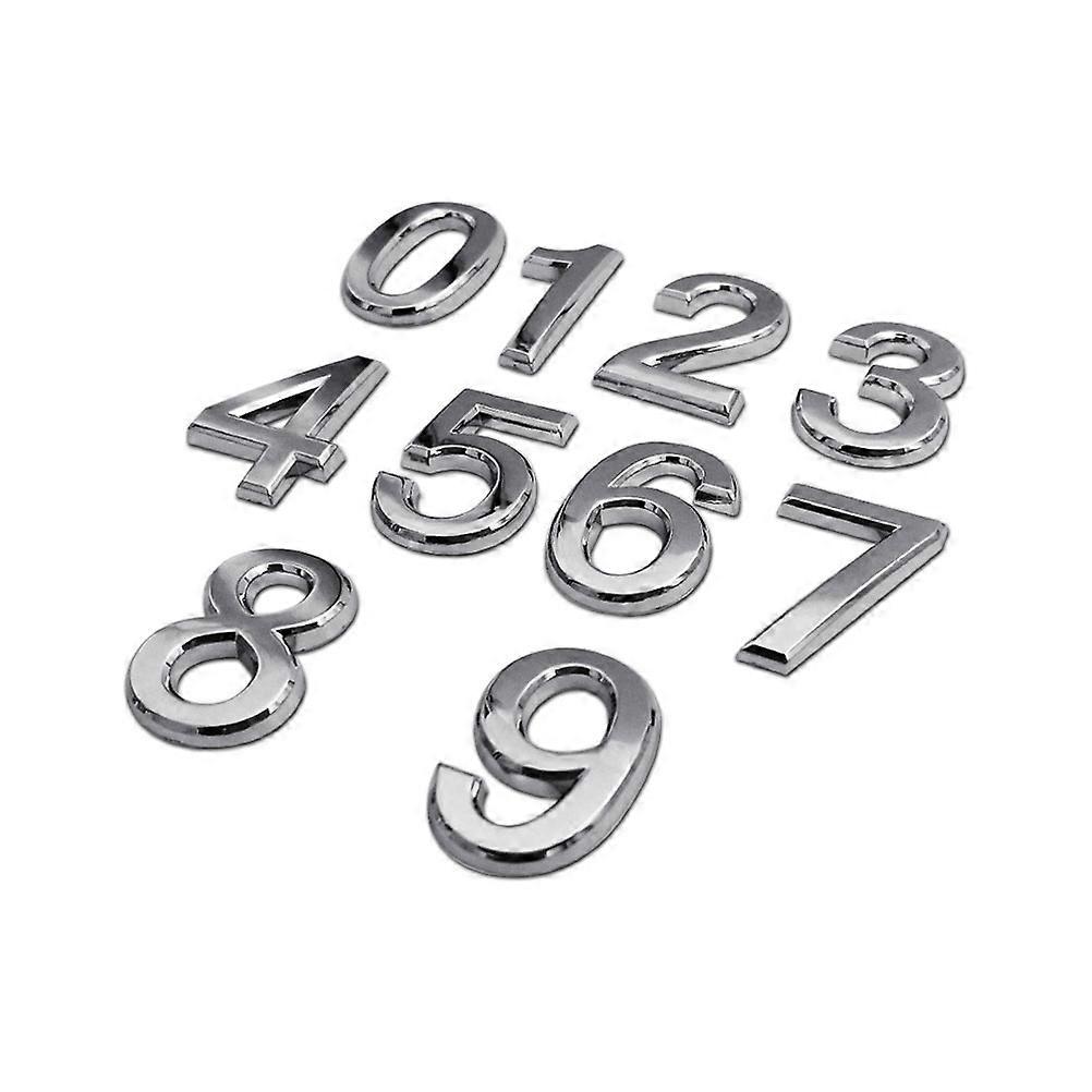 Self-Adhesive Door Numbers Stickers Perfect for Hotel Use Featuring Three-Dimensional Easily Readable Silver Design 1 Set/10 Pcs