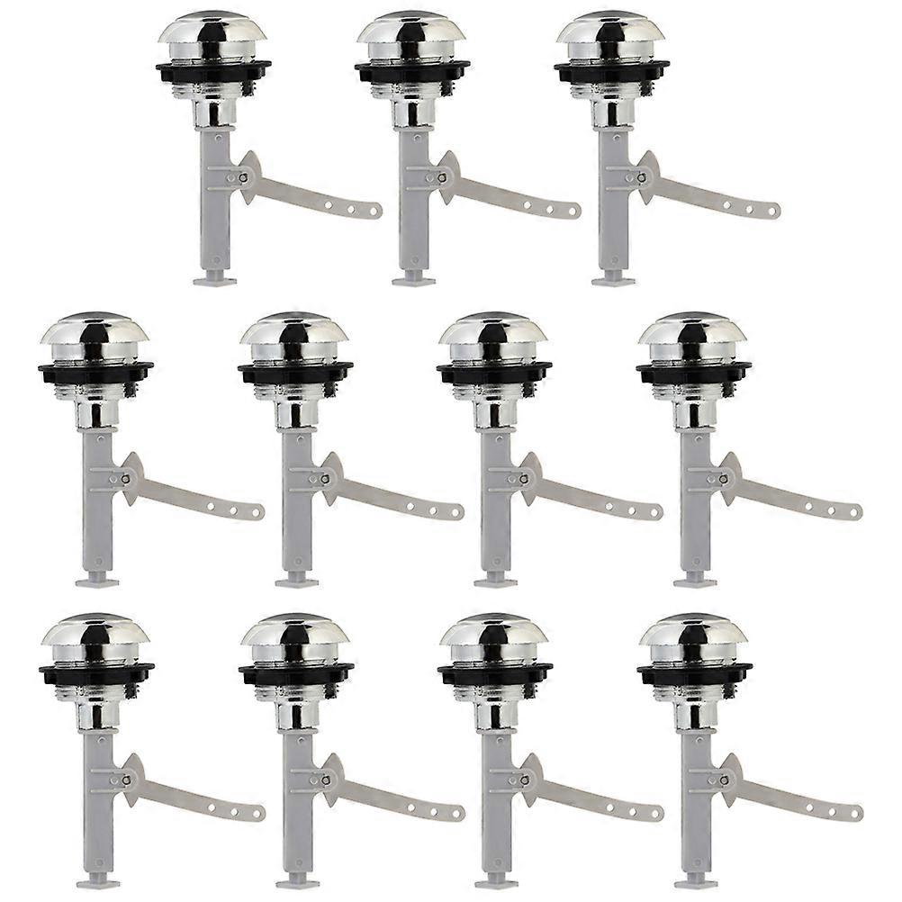 Push Button Replacement Plastic Toilet Button Office Use 11.5X7X4.5CM Silver 12Pcs