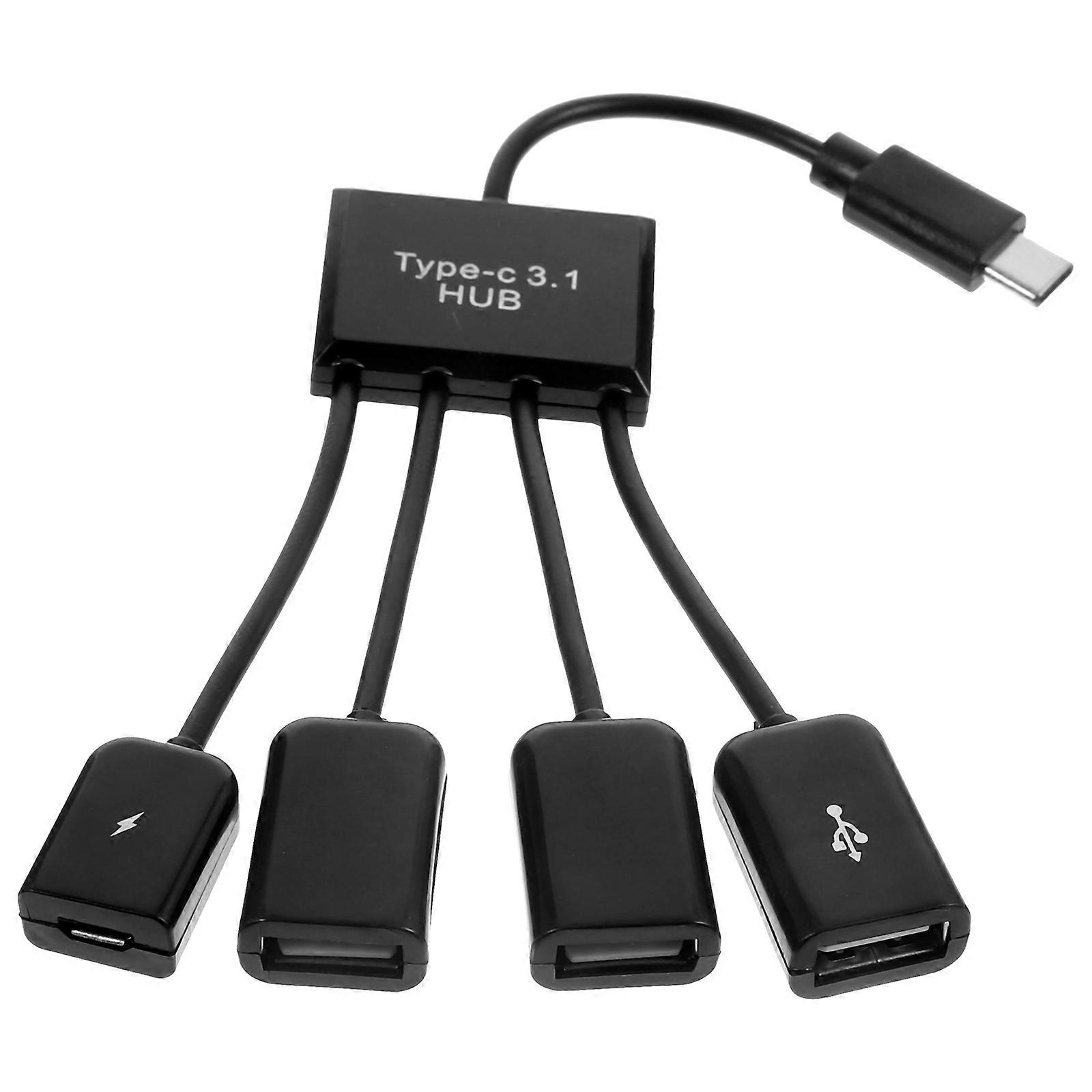 4 Ports USB Hub Splitter Adapter For Tech Users Black Color Ideal For Office Use 1 Set