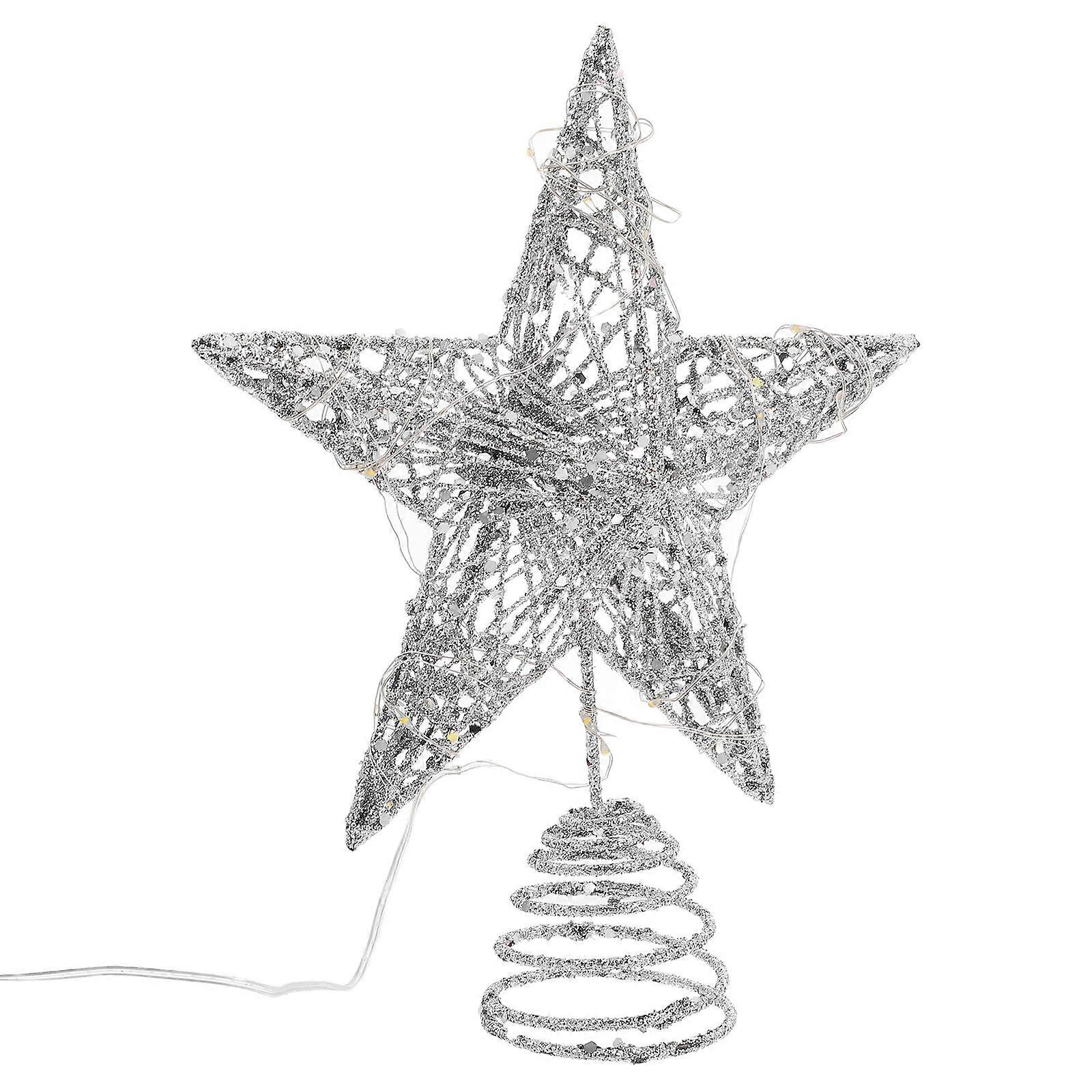 1 حزمة قلادة زخرفة شجرة نجمة لامعة لحفلة عيد الميلاد 25 سم